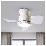 Roomratv Ceiling Fans with Lights 22 inch Quiet Ceiling Fan Large Airflow Remote Control 3 Color Temperature for Bedroom Kitchen Dining Room Patioï¼Whiteï¼ - Retail: $59