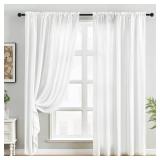 Semi Sheer White Privacy Sheer Curtains 52 X 84 Inches Long 2 Panels Retail $22.90