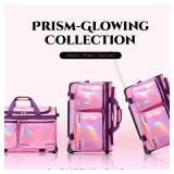 Fanwoli 23\' Dance Bag with Garment Rack | Prism-Glowing Collection | Waterproof Iridescent Fabric | Ideal Competition Duffle Bag for Dancer Cheerleader Little Princess | Laser Purple - Retail: $155