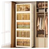 YUEXINKJ 102QT Plastic 5 Tier Storage Bins with Lids,Folding Storage Box with Doors and Wheels Stackable Storage Bins,Closet Organizers and Storage for Living Room,Office,Dorm - Retail: $127