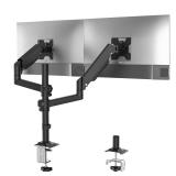 WALI Dual Monitor Mount, 13-32 Inch Adjustable Spring Dual Monitor Arm for Desk Holds Max 19.8 lbs Screens, Swivel Vesa Bracket with C Clamp, Grommet Mounting, Monitor Arms for 2 Monitors (GSDM002) - 