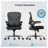 PKPT Mesh Office Chair, 330LBS Ergonomic Comfy Desk Chair with Adjustable Lumbar Support, Executive Computer Chairs for Home Office, Black - Retail: $130