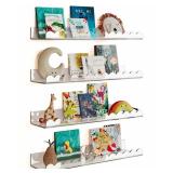 G&W Gruwald 4 Pack Clear 15.7 Inches Acrylic Book Shelf for Kids Room, Floating Kids Book Shelves for Wall, Nursery Book Shelves, Magazine Rack, Picture Ledge (Clear, 23\') - Retail: $89