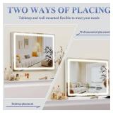 Gvnkvn Makeup Vanity Mirror 24\' x 19\' Large LED Makeup Mirror, Desk Mirorr with Lights, Light up Mirror with 10X Magnification and, Dimmable 3 Modes, Touch Control White - Retail: $50