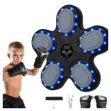 ITEFDTUTNE Smart Music Boxing Machine, Boxing Training Machine with LED Electronic Wall Mounted, Smart Indoor Workout Equipment with Premium Boxing Gloves for Adults and Kids - Retail: $54