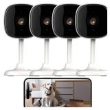 AMOROM 4 Pack Indoor Cameras, 1080P Home Security Cameras, AI Motion Detection, Night Vision, 24/7 Recording, 2-Way Talk, Cloud/SD Storage, Work with Phone and Google Assistant, 2.4GHz WiFi - Retail: 