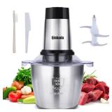 Qinkada Food Processor, 500W Powerful Meat Grinder, 14Cup Stainless Steel Bowl, 3 Speed Modes 4 Bi-Level Blades for Onion, Meat, Nuts, Fruit, Garlic, Vegetable, Baby Food - Retail: $52