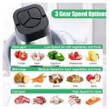 Qinkada Food Processor, 500W Powerful Meat Grinder, 14Cup Stainless Steel Bowl, 3 Speed Modes 4 Bi-Level Blades for Onion, Meat, Nuts, Fruit, Garlic, Vegetable, Baby Food - Retail: $52