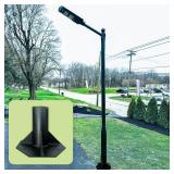 Outdoor Light Post Base for 3 inch Surface Mount Post, Heavy Duty Metal Flange Anchor Base, Black Pier Mount Adapter with Accessories, Used for Patio Outside Deck Yard Home Lawn (10-inch Mount Base) -