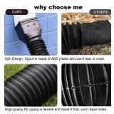 plusgutter 11.5ft Long Gutter Downspout Extensions Flexible, 4\' Diameter Drain Downspout Extender, Down Spout Drain Extender for Rainwater Drainage, Extendable from 2.6ft to 11.5ft(Black) - Retail: $