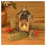 zkee Mini Candle Lantern with Flickering LED, Decorative Hanging Lantern, Indoor Use (Set of 8, Silver) - Retail: $53