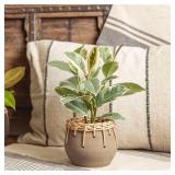 LiveTrends Large Cava Ceramic Indoor Planter Pot Assorted Gray 6.5\'x6.5\'x5.5\' - Retail: $20