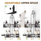 REINHARDT Shower Caddy Hanging for Handheld Showerheads Adjustable Split Shower Caddy, Rustproof Shower Organizer with Hooks for Razors Over the Head Caddy with Soap Holder Bathroom Accessories, Black