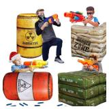 NINOSTAR Premium Package 4 Combat Battlefield Inflatables, Compatible with Nerf, Laser tag, Water Gun for Boys Birthday Party Activities and Decoration - Retail: $74