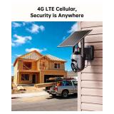 Tefrio 4G LTE Cellular Security Camera Comes with Pre-Installed SIM Card-No WiFi Security Camera Wireless Outdoor, Color Night Vision, 360Â° Live Viewing, Instant PIR Motion Alerts and Solar Powered