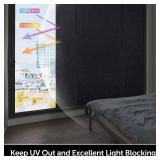 HIDBEA Blackout Window Film,100% Light Blocking Room Darkening Window Privacy Film,Frosted Glass Window Film Heat Control, Removable Window Cover Tint for Day Sleep (Black,17.5in x 6.5ft) - Retail: $1