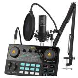 MAONO Podcast Equipment Bundle Audio mixer All-in-One Podcast Production Studio with 3.5mm Microphone for Live Streaming, Podcast Recording, PC, Smartphone, DJ MaonoCaster Lite (AU-AM200-S6 Black) - R