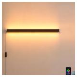 Plug In Wall Sconce,Smart RGBCW LED Wall Light Work with Alexa,Phone APP,Color Changing & White Dimmable Modern Room Wall Mount Light Bar,23.6In Long for Bedroom,Livingroom,Corner,Music Sync,1pcs - Re