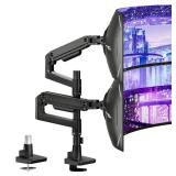 ARES WING Dual Monitor Arm Desk Mount for 17-49 Inch Ultrawide Monitors, Heavy Duty Dual Monitor Mount Holds 44 lbs, Full Motion Gas Spring Vertical Stacked Monitor Mount, 75/100 VESA Mount, Black - R