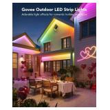 Govee Outdoor LED Strip Lights, 98.4ft Smart Outdoor Lights Work with Alexa and Google Assistant, App Control, IP65 Waterproof, RGBIC Lights for Patio, Eave, Party Decorations - Retail: $120