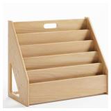 ERUGI Front-Facing Montessori Bookshelf,5 Tier Book Display Shelf for Toddler,Kids Storage Magazine Rack,Solid Wood Bookcase Organizer,Perfect for Playroom,Bedroom,Study Living Room,Nursery,Classroom 