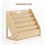 ERUGI Front-Facing Montessori Bookshelf,5 Tier Book Display Shelf for Toddler,Kids Storage Magazine Rack,Solid Wood Bookcase Organizer,Perfect for Playroom,Bedroom,Study Living Room,Nursery,Classroom 