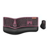 ProtoArc Ergonomic Wireless Keyboard Mouse, EKM01 Plus Full Size Ergo Bluetooth Keyboard Mouse Combo, Split Design, Wrist Rest, Multi-Device, Rechargeable, for Windows/Mac OS - Wine Red - Retail: $85