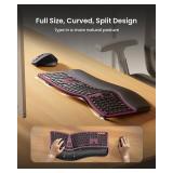 ProtoArc Ergonomic Wireless Keyboard Mouse, EKM01 Plus Full Size Ergo Bluetooth Keyboard Mouse Combo, Split Design, Wrist Rest, Multi-Device, Rechargeable, for Windows/Mac OS - Wine Red - Retail: $85