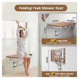 ðð¥ðð§ððð 18 Inch Folding Shower Seat Wall Mounted, Teak Wood Shower Seat with Stainless Steel Bracket & Finish Cap, 420lb Capacity, for Elderly, Disable
