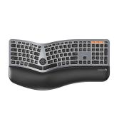 Backlit Bluetooth Ergonomic Keyboard, ProtoArc EK01 Plus Full Size Wireless Split Keyboard with Dual Bluetooth and USB, Cushioned Wrist Rest, Rechargeable for Windows/Mac/Android, Grey Black - Retail: