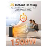 BREEZOME Space Heater, 1500W Fast Heating Heaters for Indoor Use, Portable Ceramic Electric Heaters for Home with Thermostat, 90Â° Oscillating, Remote - Retail: $55