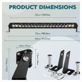 Rigidhorse 22 Inch LED Light Bar Single Row Flood & SpotBeam Combo 20000LM Off Road LED Light Bar Driving Light for Pickup SUV ATV UTV Truck Roof Bumper - Retail: $48