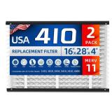 2 Pack, 410 Replacement Air Filter, Nominal Size: 16x25x4, Actual Size: 16.04\'x27.91\'x3.91\' HVAC Furnace Filter, Compatible with AprilAire Models 1410, 1610, 2410, 2416, 3410, 4400, MERV 11 - Retai