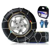 Snow-Chains Auto Fixing 1 Min Quick Fit Easy Installation Tire-Chains, Portable Reusable Universal Emergency Tire Traction Chain for Passenger Car, Pickup Trucks and SUV - Set of 2 (HKN-110) - Retail: