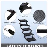 Dog Steps for Car, Truck and SUV - Foldable Pet Stairs for Large Dogs with Non-Slip Rug Surface, Lightweight Dog Ramp Holds Up to 250lbs, 5 Steps (Black Metal Fram, 5 Steps) - Retail: $51