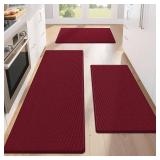 KitchenClouds Kitchen Mats for Floor,2PCS Kitchen Rugs,Non Slip Anti Fatigue Mats for Kitchen Floor,Waterproof Sink Mat,Cushioned Standing and Comfort Mats for Office,Red - Retail: $46