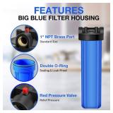 SimPure Whole House Water Filter Housing (DB20P), 20\' x 4.5\' Sediment Carbon Filter Universal Housing, Pre-Filtration System for Well and City Water, 1\' NPT Port, Pressure Release - Retail: $70