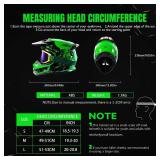 Loyoriwy for Kids 4-16 DOT Certified Full Face Motorcycle Helmet,Youth Dirt Bike & ATV Helmet for Boys & Girls for Motocross, Go-Kart, Electric Dirtbike and Off-Road Riding (Green, L) - Retail: $62