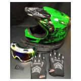 Loyoriwy for Kids 4-16 DOT Certified Full Face Motorcycle Helmet,Youth Dirt Bike & ATV Helmet for Boys & Girls for Motocross, Go-Kart, Electric Dirtbike and Off-Road Riding (Green, L) - Retail: $62