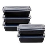 5pk One Compartment Meal Prep Food Storage Container Set: Dishwasher-Safe, Plastic, 5 Containers with Lids - Retail: $15