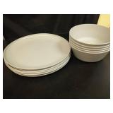 White Plastic Dinnerware Set - Plates and Bowls - Retail: $15