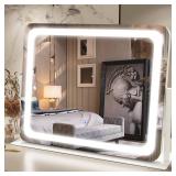 FENNIO Vanity Mirror with Lights 22''x17'' Makeup Mirror with Lights,Vanity Mirror Touch Screen with 3-Color Lighting,Dimmable,for Vanity Desk Tabletop - Retail: $47