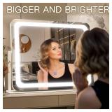 FENNIO Vanity Mirror with Lights 22''x17'' Makeup Mirror with Lights,Vanity Mirror Touch Screen with 3-Color Lighting,Dimmable,for Vanity Desk Tabletop - Retail: $47