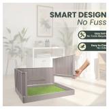 LAZZIPET Pup en Suite Potty - Dog Litter Box, Pee Pad Holder with High Walls, Indoor Dog Potty Tray for Potty Training, Easy to Build Pee Pad Holder with Turf Patch, Dog Grass Pad Reusable with Tray -