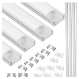 Hemobllo 4Sets U Shaped Housing with Milky White Cover for Strip Light Protective Diffuser for Even Lighting for Under Cabinet and Decorative Use - Retail: $19