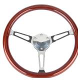 Classic 15ï¼380mmï¼ Wood Grain Steering Wheel Vintage Grant Nostalgia Style Wood Steering Wheel Long Hole with Horn Buttonâ¦ - Retail: $100