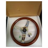 Classic 15ï¼380mmï¼ Wood Grain Steering Wheel Vintage Grant Nostalgia Style Wood Steering Wheel Long Hole with Horn Buttonâ¦ - Retail: $100
