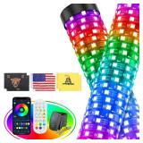 Ehaho 2PCS 1FT Fat Whip Lights for UTV ATV, Led Fatty Whip Light W/Rocker Switch & 5 Flags, Brighter Spiral Chasing Lighted Antenna Whip with APP & Remote Control for RZR SXS Can-Am - Retail: $100
