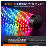 Ehaho 2PCS 1FT Fat Whip Lights for UTV ATV, Led Fatty Whip Light W/Rocker Switch & 5 Flags, Brighter Spiral Chasing Lighted Antenna Whip with APP & Remote Control for RZR SXS Can-Am - Retail: $100