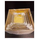 ihomecooker Metal Buffet Risers,6PCS Food Risers for Buffet Table 5in to 10in Display Stand for Catering Dessert Gold Cube Boxes Nesting Risers with Hollow Bottoms - Retail: $43